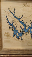 Tims Ford Lake, Tennessee - laser cut wood map