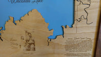 Waconda Lake, Kansas - laser cut wood map