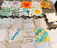 Circle Puzzle Wooden Signing Guest Book