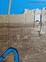 New Orleans, Louisiana Coastal Map - laser cut wood map