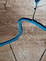 New Orleans, Louisiana Coastal Map - laser cut wood map