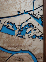 New Orleans, Louisiana Coastal Map - laser cut wood map