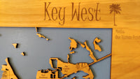 Key West, Florida - laser cut wood map
