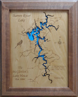 Barren River Lake, Kentucky - Laser Cut Wood Map