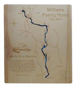 Catawba River Blueway - Laser Cut Wood Map