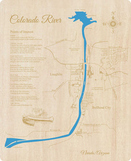 Laughlin, Nevada and Bullhead City, Arizona - Laser Cut Wood Map