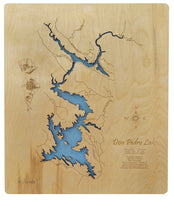Don Pedro Lake, California - Laser Cut Wood Map