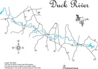 Duck River, Tennessee - Laser Cut Wood Map