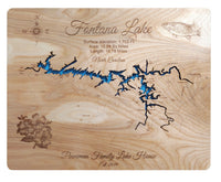 Fontana Lake, North Carolina - Laser Cut Wood Map