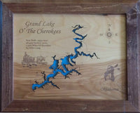 Grand Lake O' the Cherokees, OK  - Laser Cut Wood Map