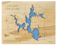 Lake James, Indiana - Laser Cut Wood Map