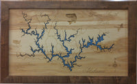Lewis Smith Lake, AL - Laser Cut Wood Map