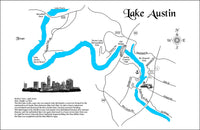 Lake Austin, Texas - Laser Cut Wood Map