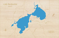 Lake Buckatabon, Wisconsin - Laser Cut Wood Map