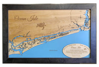 Ocean Isle, North Carolina - Laser Cut Wood Map