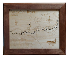 Blackfoot River, MT - Laser Cut Wood Map