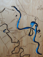 Cane River, Louisiana - Laser Cut Wood Map