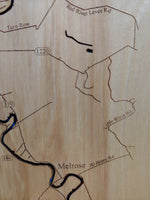 Cane River, Louisiana - Laser Cut Wood Map
