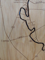Cane River, Louisiana - Laser Cut Wood Map