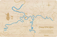 Caney Fork River, TN - Laser Cut Wood Map