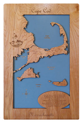 Cape Cod, Massachusetts - laser cut wood map