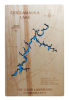 Chickamauga Lake, Tennessee - Laser Cut Wood Map