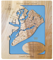 Hilton Head Island, South Carolina - laser cut wood map