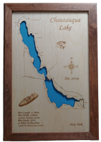 Chautauqua Lake, NY - Laser Cut Wood Map