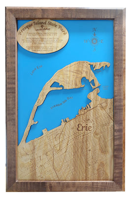 Presque Isle, Pennsylvania  - laser cut wood map