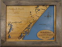 Surfside Beach, South Carolina - laser cut wood map