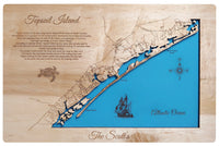 Topsail Island, North Carolina Coastal Map - laser cut wood map