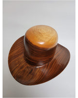 Walnut Cowboy Hat - Rare Wood Turned Men's Headwear #244