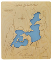 White Island Pond, Massachusetts - laser cut wood map