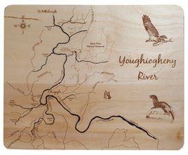 Youghiogheny River, Pennsylvania - laser cut wood map